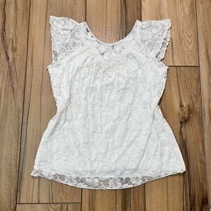 White Lace Women's Blouse Top